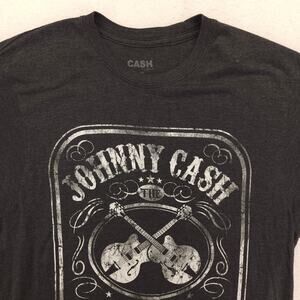 Johnny Cash Band Crew Neck Short Sleeve Graphic Shirt Mens Size Large L Gray